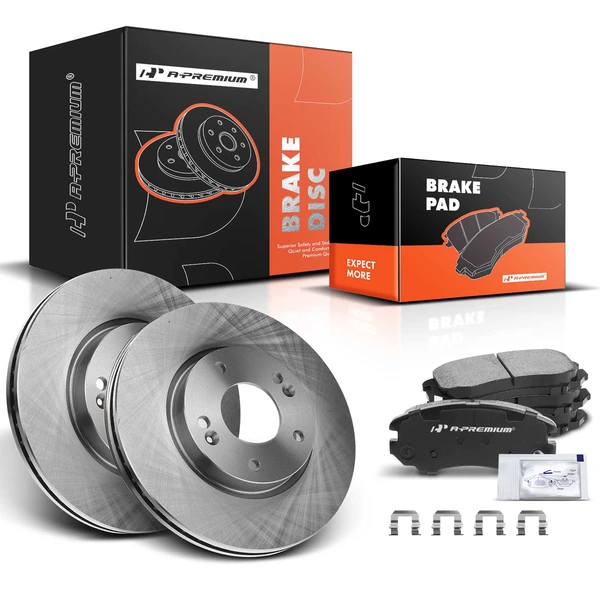 2012-2013 Kia Soul Disc Brake Rotors and Ceramic Pads Kit, 6 Pcs, Front Driver & Passenger, A-Premium, APBRPR430