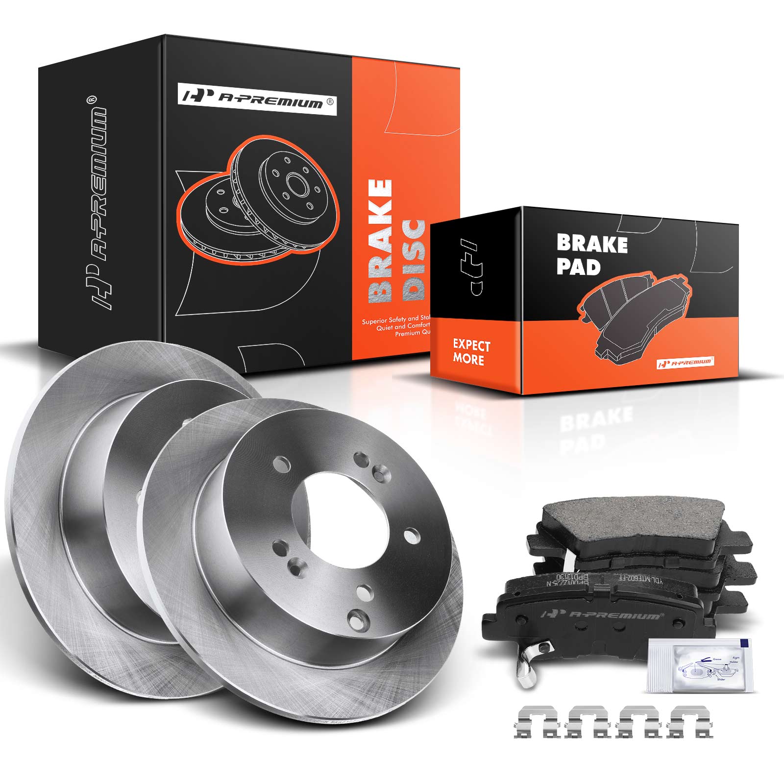2008-2010 Hyundai Sonata Brake Pad and Rotor Kit, 6 Pcs, Rear Driver & Passenger, A-Premium, APBRPR079