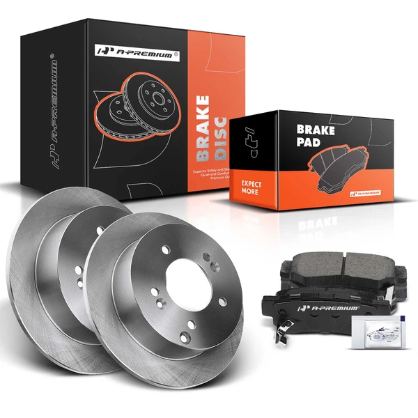 2005-2010 Kia Sportage Disc Brake Rotors and Ceramic Pads Kit, 6 Pcs, Rear Driver & Passenger, A-Premium, APBRPR080