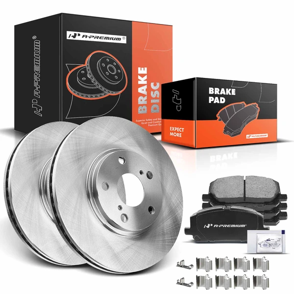 2001-2007 Toyota Highlander Disc Brake Rotors and Ceramic Pads Kit, 6 Pcs, Front Driver & Passenger, A-Premium, APBRPR429
