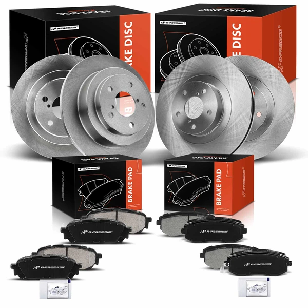 2005-2006 Saab 9-2X Disc Brake Rotors and Ceramic Pads Kit, 12 Pcs, Front & Rear, A-Premium, APBRPR1744