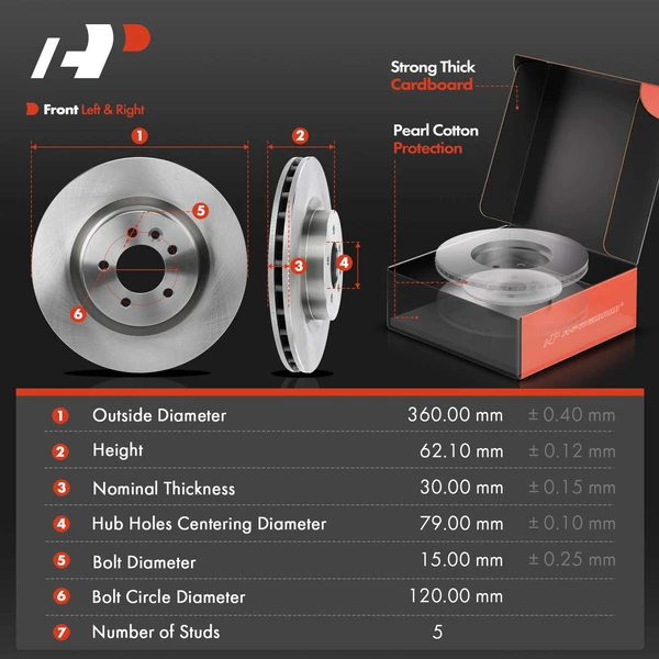 Disc Brake Rotors and Ceramic Pads Kit, 6 Pcs, Front Driver & Passenger, A-Premium, APBRPR557