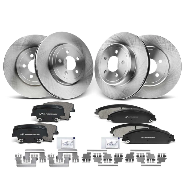 Disc Brake Rotors and Ceramic Pads Kit, 12 Pcs, Front & Rear, A-Premium, APBRPR225