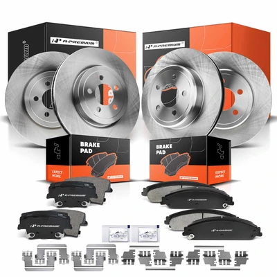 Front & Rear Disc Brake Rotors & Ceramic Brake Pads