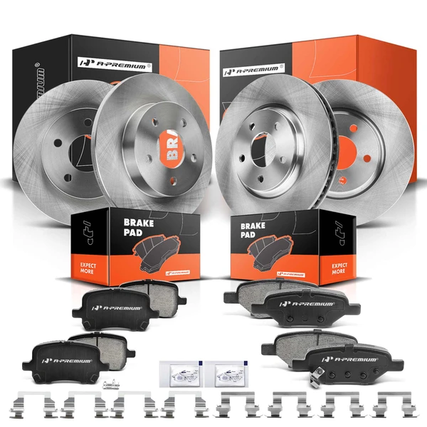 2006-2010 Pontiac G6 Disc Brake Rotors and Ceramic Pads Kit, 12 Pcs, Front & Rear, A-Premium, APBRPR356