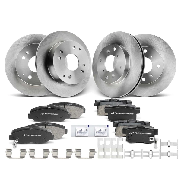 Disc Brake Rotors and Ceramic Pads Kit, 12 Pcs, Front & Rear, A-Premium, APBRPR082