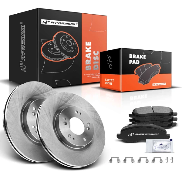 2008-2014 Dodge Avenger Disc Brake Rotors and Ceramic Pads Kit, 6 Pcs, Front Driver & Passenger, A-Premium, APBRPR433