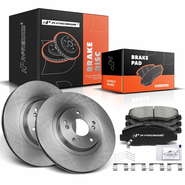 2013-2015 Acura ILX Disc Brake Rotors and Ceramic Pads Kit, 6 Pcs, Front Driver & Passenger, A-Premium, APBRPR879