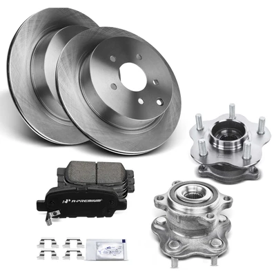 8 Pcs Rear Disc Brake Rotors & Pads + Wheel Hub Bearing