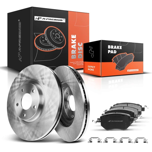 2004-2008 Nissan Maxima Disc Brake Rotors and Ceramic Pads Kit, 6 Pcs, Front Driver & Passenger, A-Premium, APBRPR081