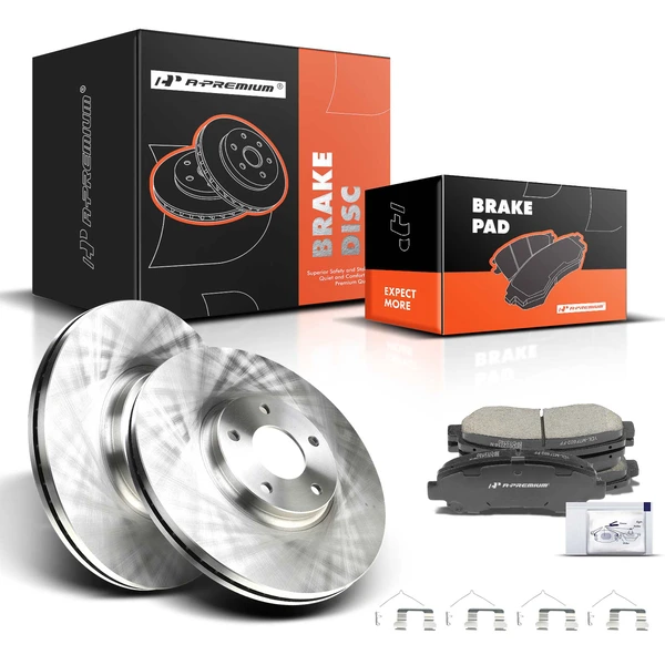 2009-2016 Nissan Maxima Disc Brake Rotors and Ceramic Pads Kit, 6 Pcs, Front Driver & Passenger, A-Premium, APBRPR223