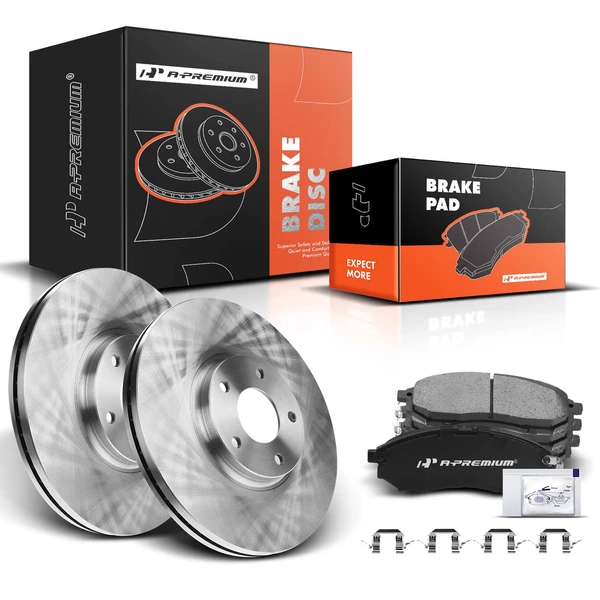 2011-2013 INFINITI M37 Disc Brake Rotors and Ceramic Pads Kit, 6 Pcs, Front Driver & Passenger, A-Premium, APBRPR224