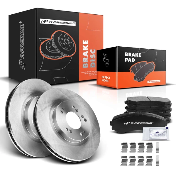 2004-2008 2010-2011 Mitsubishi Endeavor Disc Brake Rotors and Ceramic Pads Kit, 6 Pcs, Front Driver & Passenger, A-Premium, APBRPR432