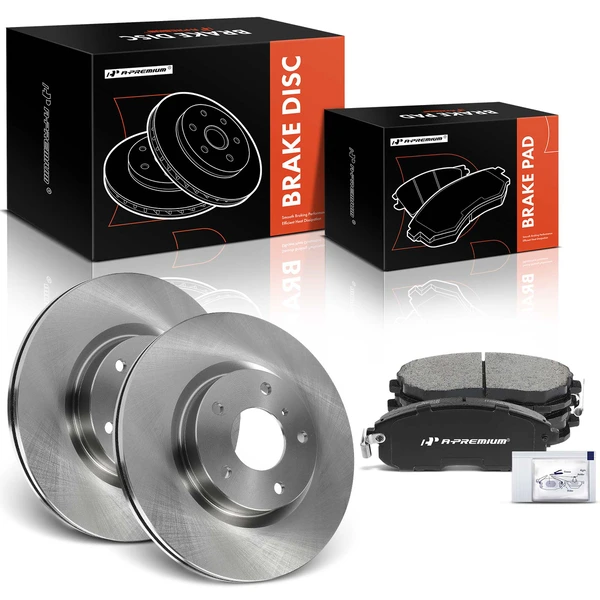 2003-2005 INFINITI G35 Disc Brake Rotors and Ceramic Pads Kit, 6 Pcs, Front Driver & Passenger, A-Premium, APBRPR881