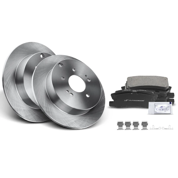 Disc Brake Rotors and Ceramic Pads Kit, 6 Pcs, Rear Driver & Passenger, A-Premium, APBRPR358