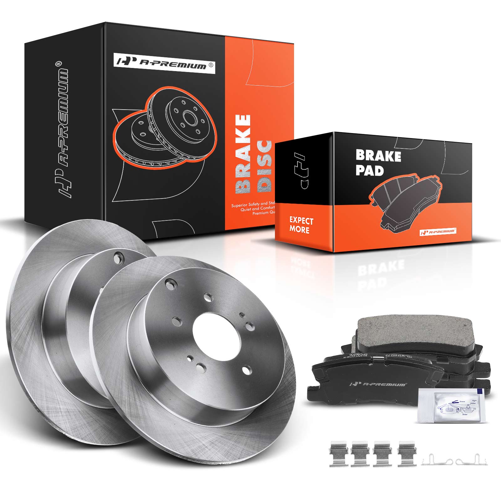 2004-2008 2010-2011 Mitsubishi Endeavor Disc Brake Rotors and Ceramic Pads Kit, 6 Pcs, Rear Driver & Passenger, A-Premium, APBRPR358