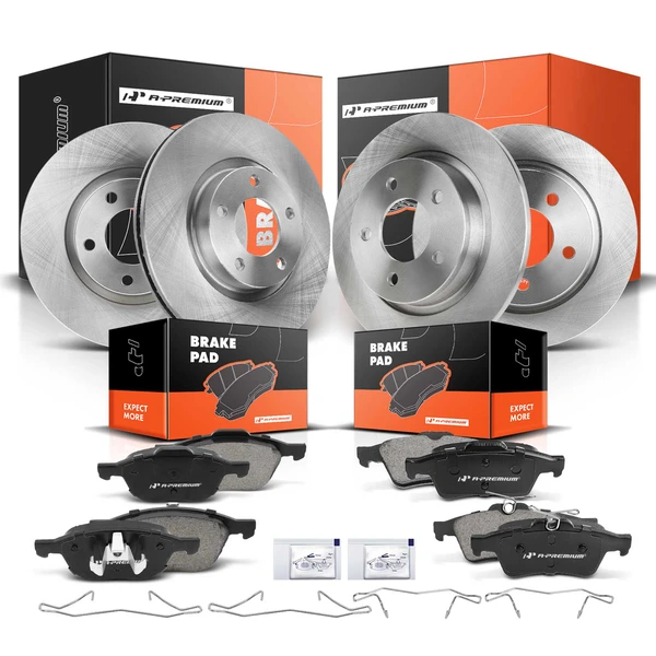 2005-2013 Mazda 3 Disc Brake Rotors and Ceramic Pads Kit, 12 Pcs, Front & Rear, A-Premium, APBRPR361