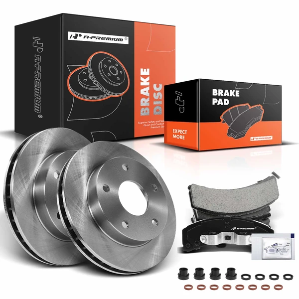 1994-1999 Dodge Ram 1500 Disc Brake Rotors and Ceramic Pads Kit, 6 Pcs, Front Driver & Passenger, A-Premium, APBRPR884