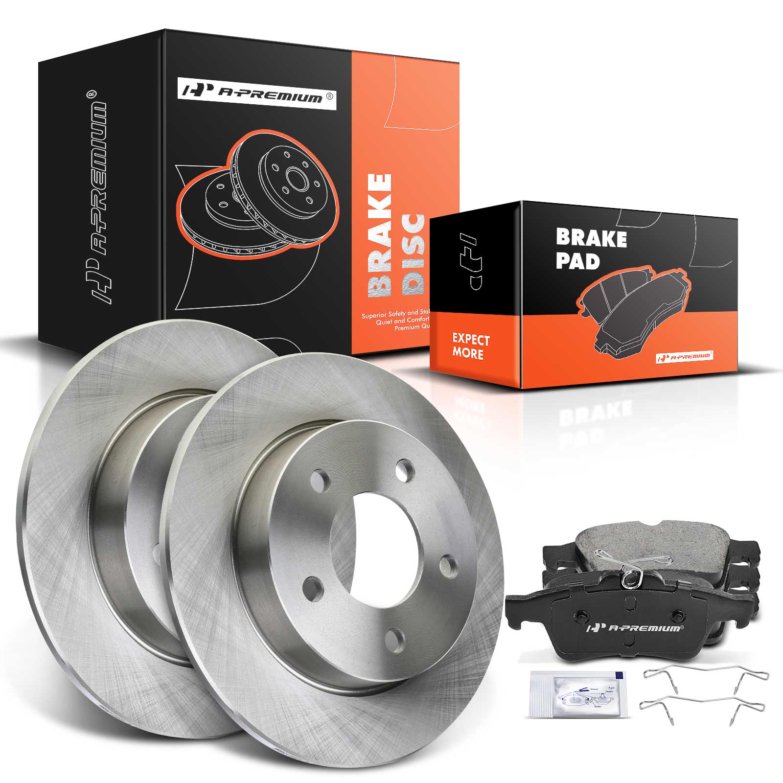 2005-2013 Mazda 3 Disc Brake Rotors and Ceramic Pads Kit, 6 Pcs, Rear Driver & Passenger, A-Premium, APBRPR436