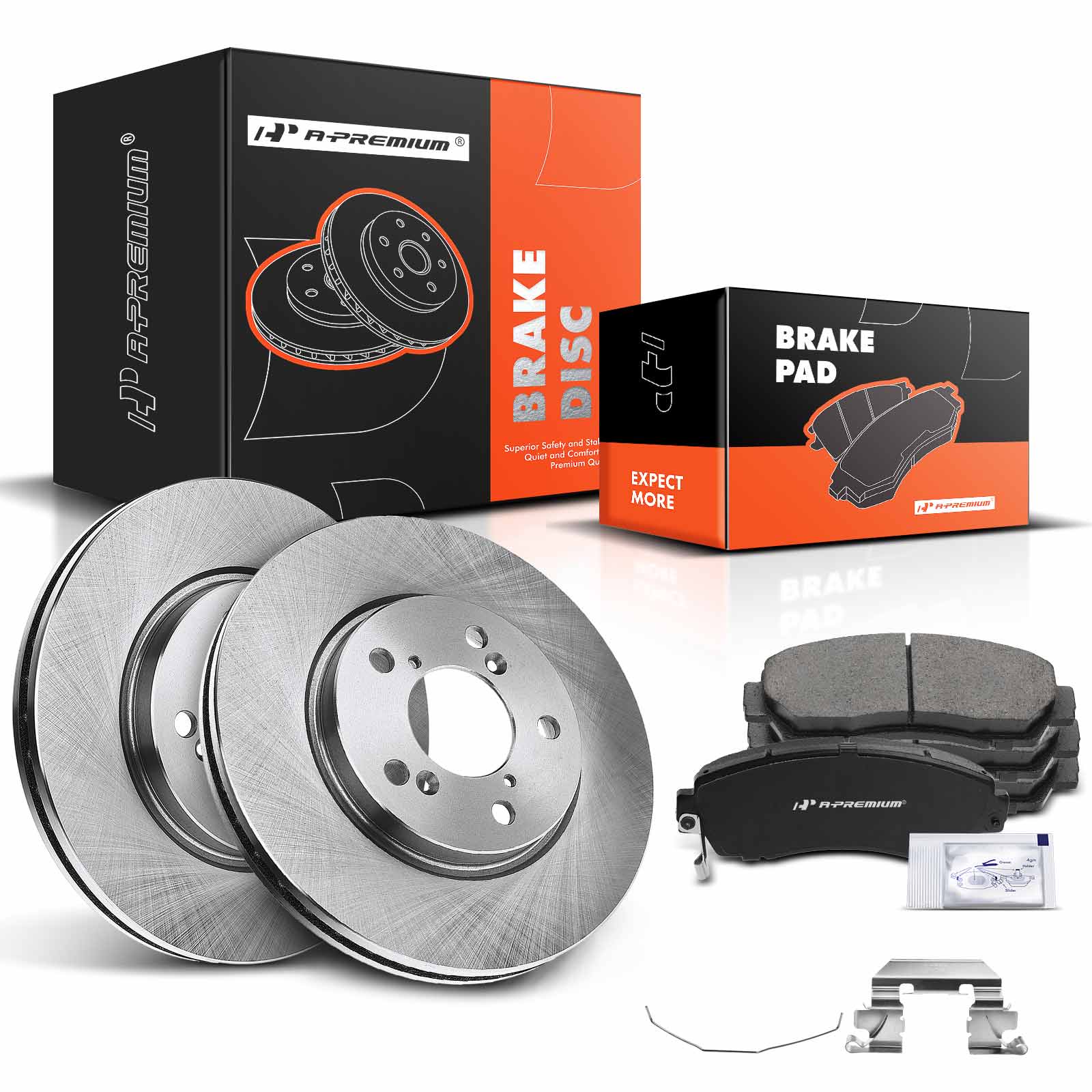 2005-2010 Honda Odyssey Disc Brake Rotors and Ceramic Pads Kit, 6 Pcs, Front Driver & Passenger, A-Premium, APBRPR090