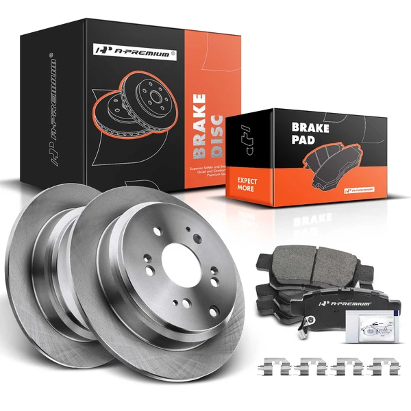2005-2010 Honda Odyssey Disc Brake Rotors and Ceramic Pads Kit, 6 Pcs, Rear Driver & Passenger, A-Premium, APBRPR091