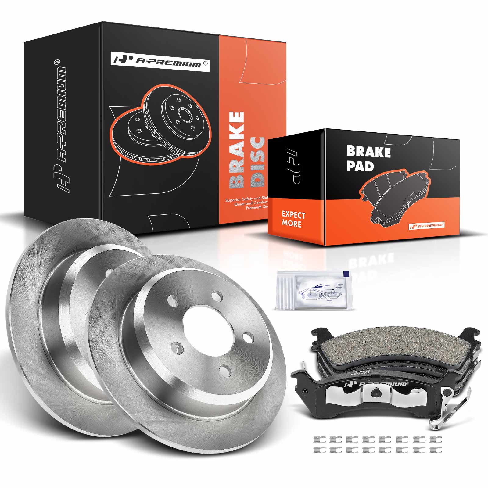 1994-1998 Jeep Grand Cherokee Disc Brake Rotors and Ceramic Pads Kit, 6 Pcs, Rear Driver & Passenger, A-Premium, APBRPR085