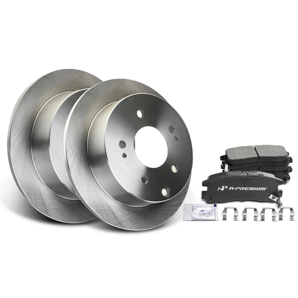 Disc Brake Rotors and Ceramic Pads Kit, 6 Pcs, Rear Driver & Passenger, A-Premium, APBRPR086