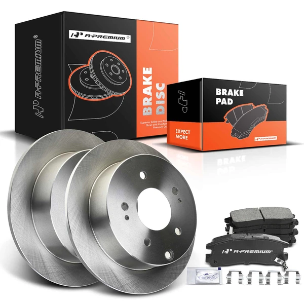 2006-2012 Mitsubishi Eclipse Disc Brake Rotors and Ceramic Pads Kit, 6 Pcs, Rear Driver & Passenger, A-Premium, APBRPR086