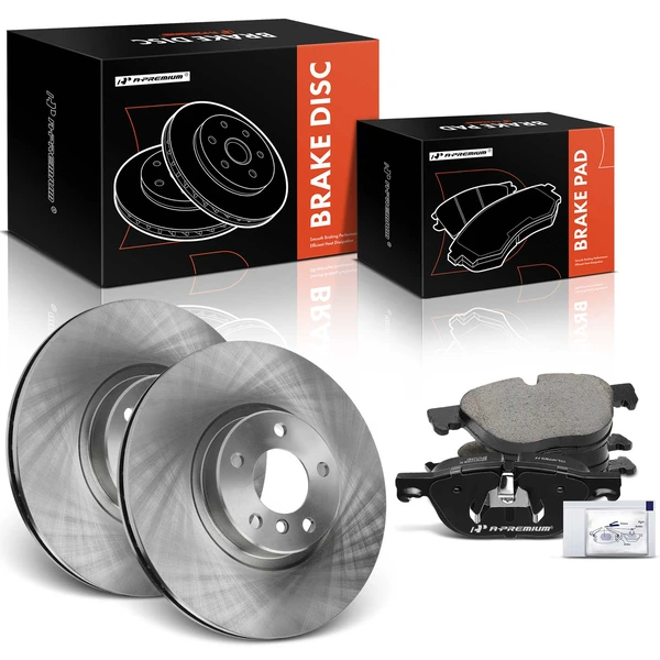 2008-2010 BMW X6 Disc Brake Rotors and Ceramic Pads Kit, 6 Pcs, Front Driver & Passenger, A-Premium, APBRPR1763