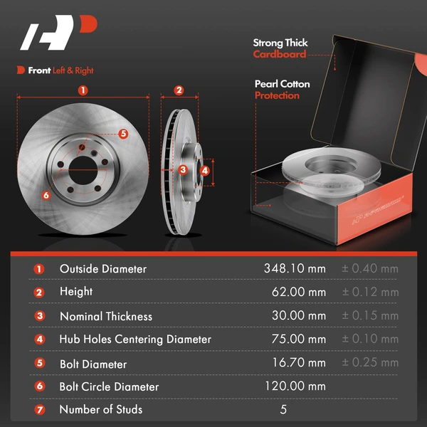 Disc Brake Rotors and Ceramic Pads Kit, 6 Pcs, Front Driver & Passenger, A-Premium, APBRPR1763