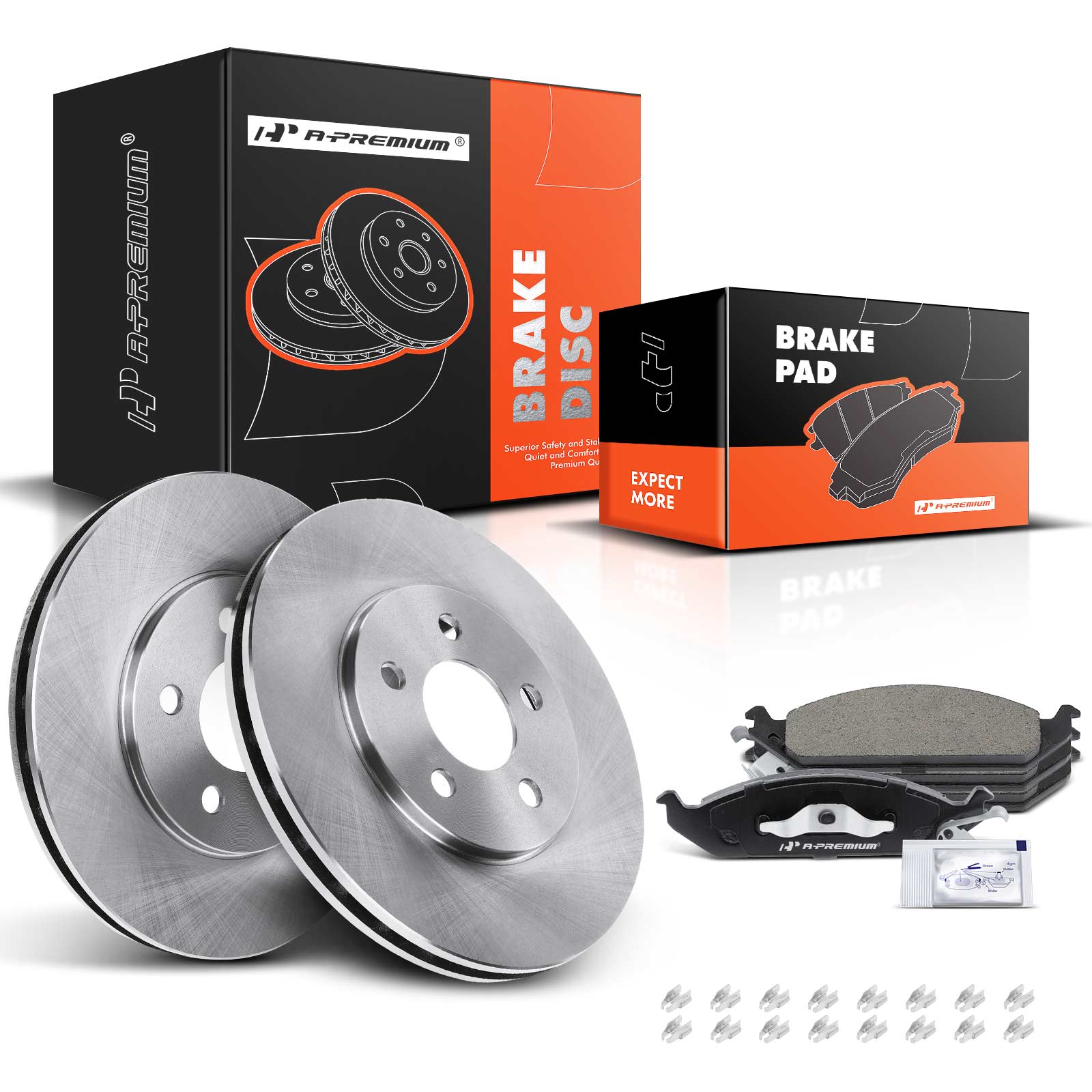 1996-2000 Plymouth Breeze Disc Brake Rotors and Ceramic Pads Kit, 6 Pcs, Front Driver & Passenger, A-Premium, APBRPR087