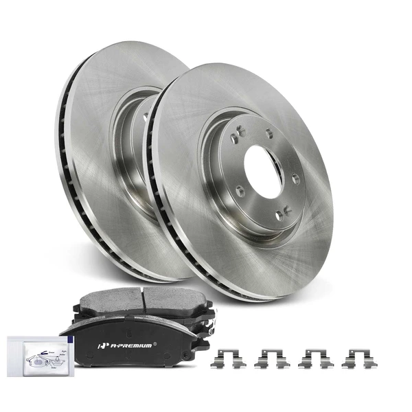 2004-2006 Kia Amanti Disc Brake Rotors and Ceramic Pads Kit, 6 Pcs, Front Driver & Passenger, A-Premium, APBRPR883