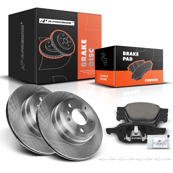 2004-2013 Mazda 3 Disc Brake Rotors and Ceramic Pads Kit, 6 Pcs, Front Driver & Passenger, A-Premium, APBRPR088