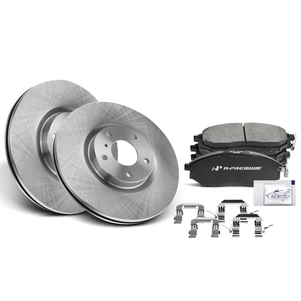 2006-2009 Nissan 350Z Disc Brake Rotors and Ceramic Pads Kit, 6 Pcs, Front Driver & Passenger, A-Premium, APBRPR232