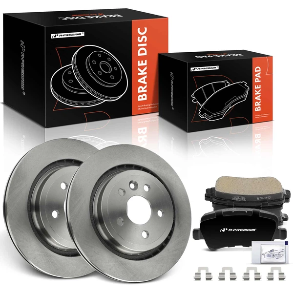 2011-2018 Volvo S60 Disc Brake Rotors and Ceramic Pads Kit, 6 Pcs, Rear Driver & Passenger, A-Premium, APBRPR1816
