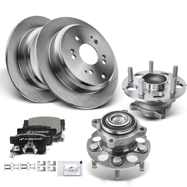 2007-2011 Honda CR-V Disc Brake Rotors and Ceramic Pads Kit with Calipers, 8 Pcs, Rear Driver & Passenger, A-Premium, APBRPR798