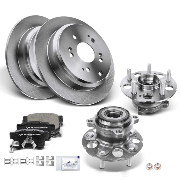 2010-2013 2016-2018 Acura RDX Disc Brake Rotors and Ceramic Pads Kit with Calipers, 8 Pcs, Rear Driver & Passenger, A-Premium, APBRPR799