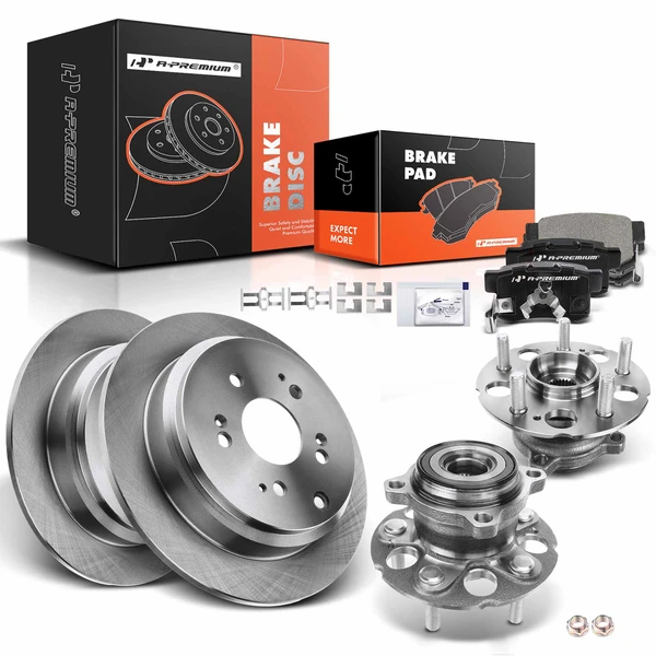 Disc Brake Rotors and Ceramic Pads Kit with Calipers, 8 Pcs, Rear Driver & Passenger, A-Premium, APBRPR799