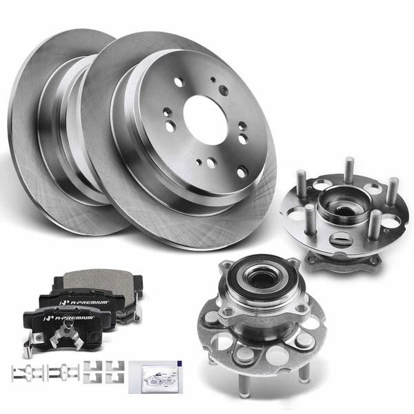 2014-2015 Acura RDX Disc Brake Rotors and Ceramic Pads Kit with Calipers, 8 Pcs, Rear Driver & Passenger, A-Premium, APBRPR800