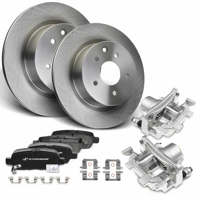 8 Pcs Rear Disc Brake Rotor & Pads + Brake Caliper