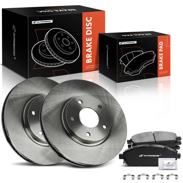 2004-2009 2011-2017 Nissan Quest Disc Brake Rotors and Ceramic Pads Kit, 6 Pcs, Front Driver & Passenger, A-Premium, APBRPR891