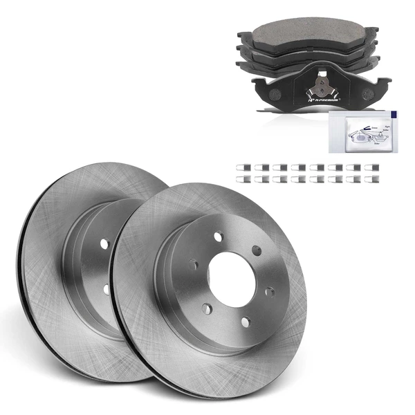 2000-2002 Dodge Dakota Disc Brake Rotors and Ceramic Pads Kit, 6 Pcs, Front Driver & Passenger, A-Premium, APBRPR888