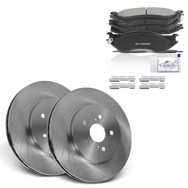 2000-2001 Dodge Ram 1500 Disc Brake Rotors and Ceramic Pads Kit, 6 Pcs, Front Driver & Passenger, A-Premium, APBRPR894