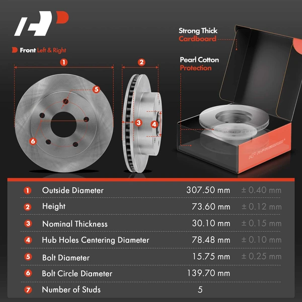 Disc Brake Rotors and Ceramic Pads Kit, 6 Pcs, Front Driver & Passenger, A-Premium, APBRPR894