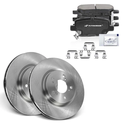 2005-2012 Acura RL Brake Rotor and Pad Kit, 6 Pcs, Front Driver & Passenger, A-Premium, APBRPR895