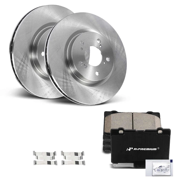 2005-2012 Acura RL Disc Brake Rotors and Ceramic Pads Kit, 6 Pcs, Front Driver & Passenger, A-Premium, APBRPR1077