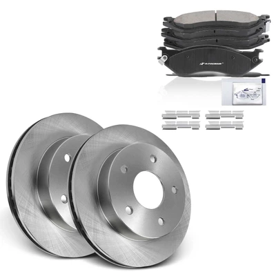2000-2001 Dodge Ram 1500 Brake Pad and Rotor Kit, 6 Pcs, Front Driver & Passenger, A-Premium, APBRPR896