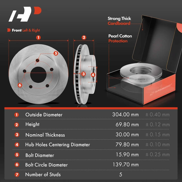 Disc Brake Rotors and Ceramic Pads Kit, 6 Pcs, Front Driver & Passenger, A-Premium, APBRPR896