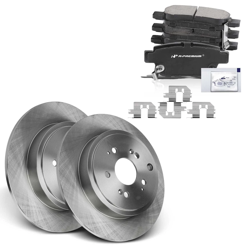 2012 Honda Ridgeline Brake Pad and Rotor Kit Set of 6 Rear Driver & Passenger A-Premium APBRPR898