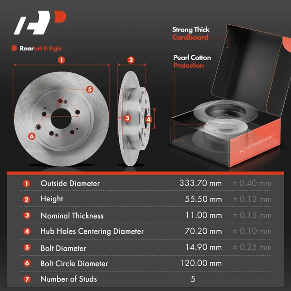 Disc Brake Rotors and Ceramic Pads Kit, 6 Pcs, Rear Driver & Passenger, A-Premium, APBRPR898